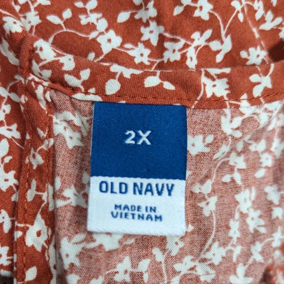 Old Navy Ruffle Smocked Short Sleeve Floral Midi Dress 2X Cottagecore Prairie - Picture 2 of 7